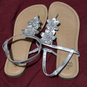 Faded Glory Silver Floral Sandals